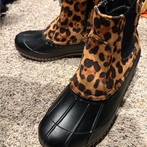 Leopard Print Women’s Boots with Black Soles